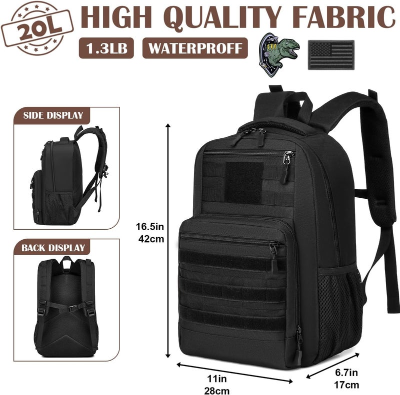 SunForMorning Kids Tactical Backpack Army Molle Bookbag Military Boys Backpack for School, Outdoor, Camping, Black - Image 2
